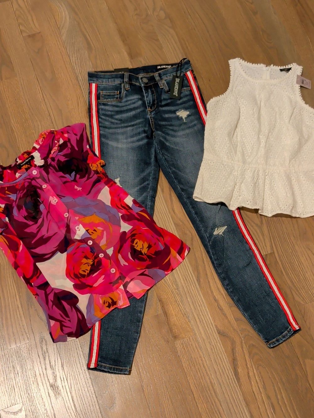 Lot Nanette Lepore Top, BLANKNYC striped Jeans, Ann Taylor Top XS, 24, 00